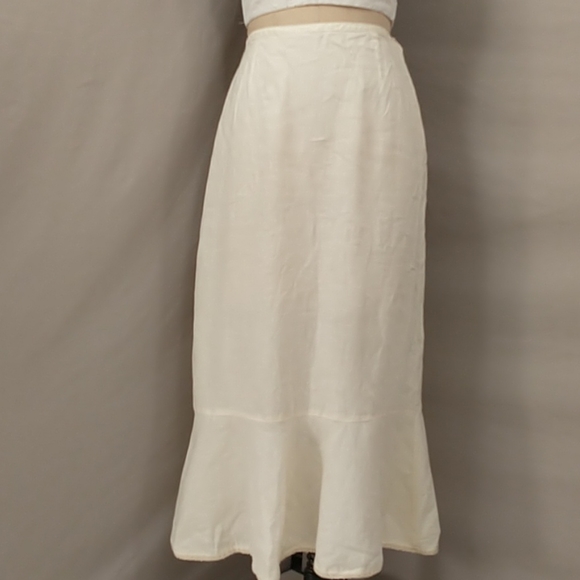 Linen Maxi Skirt Ivory White Whitewash Gubbio M - Picture 2 of 12